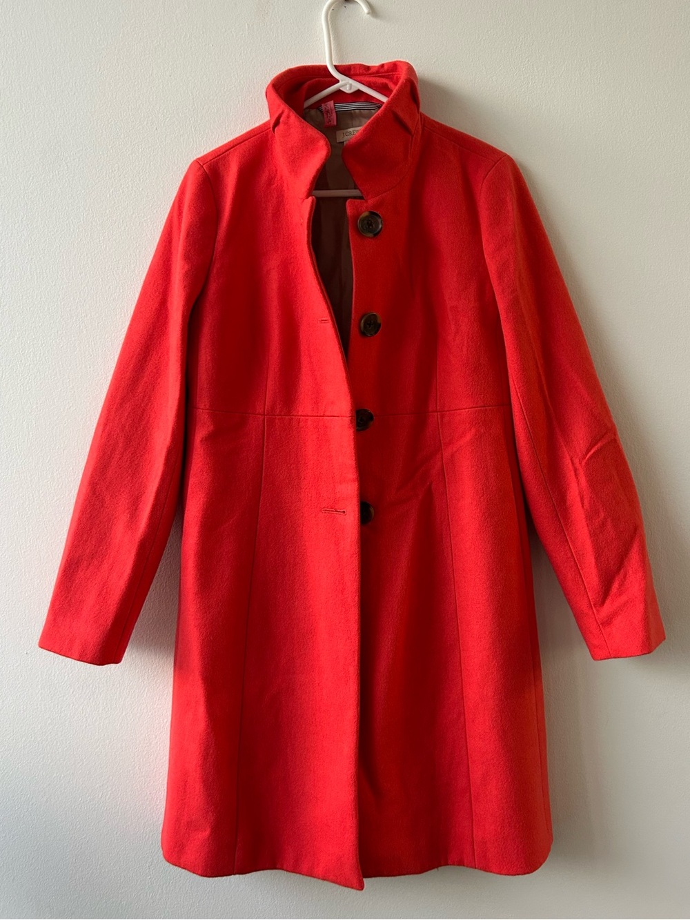 J. Crew Bright Coral Wool Pea Coat